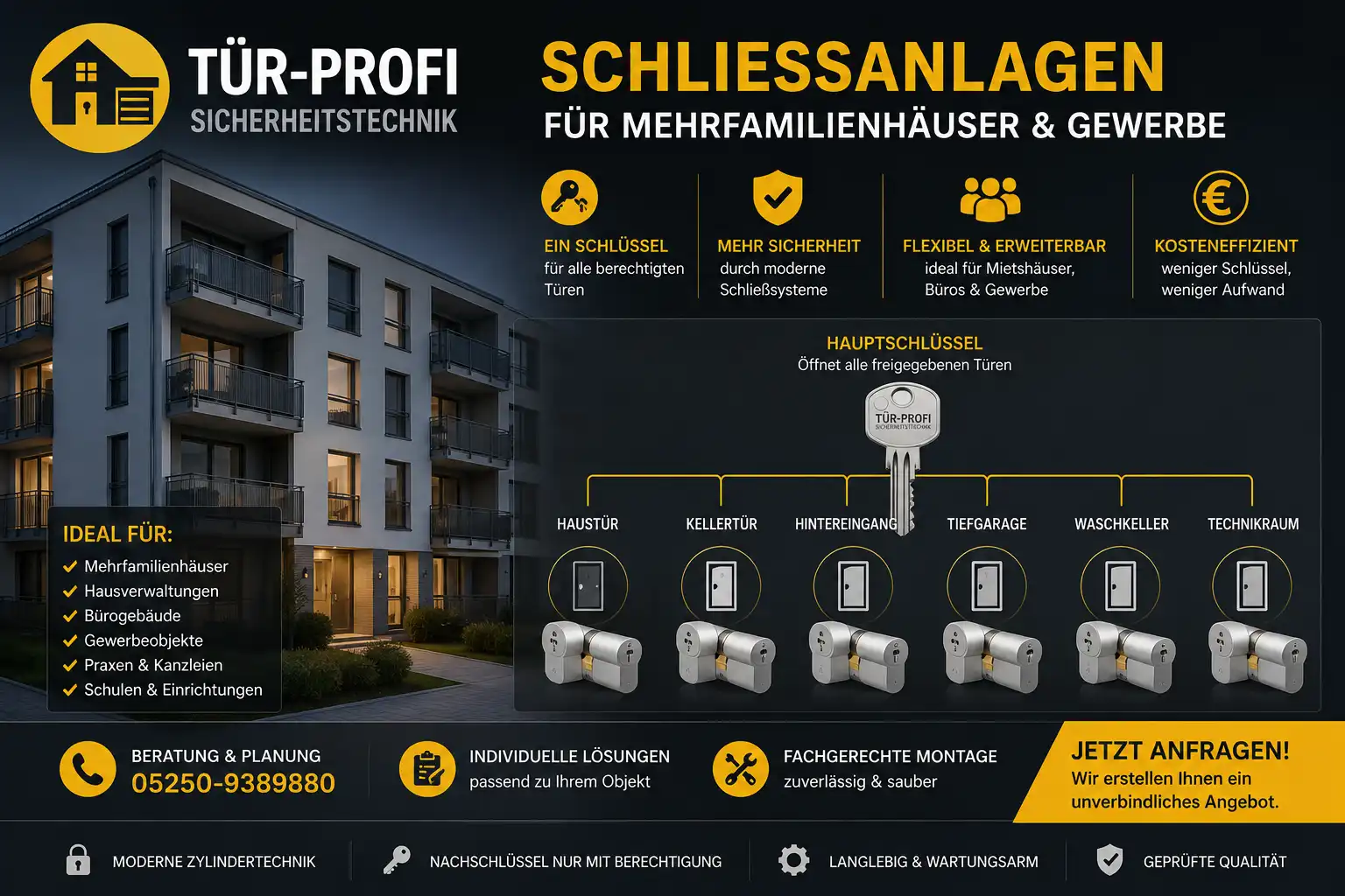 Schließanlagen für Mehrfamilienhäuser und Gewerbe